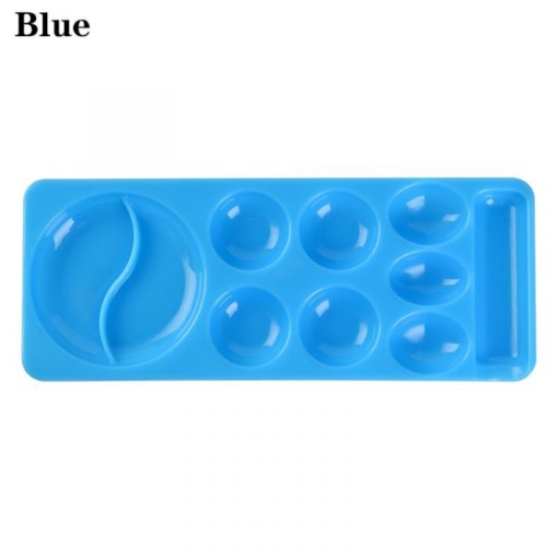 10 Grids Rectangle Shape Nail Art Color Paint Palette-blue