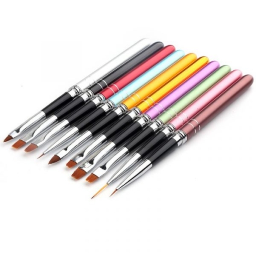 10 PCS Color Plated Metal Handle Nail Art Design Brush Set-3