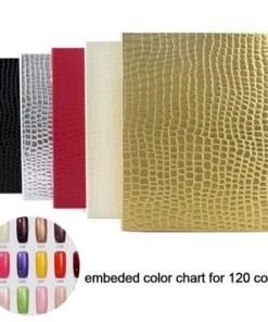 120 Colors Embedded Style Alligator Pattern Delicate PU Leather Nail Art Color Chart Displaying Book