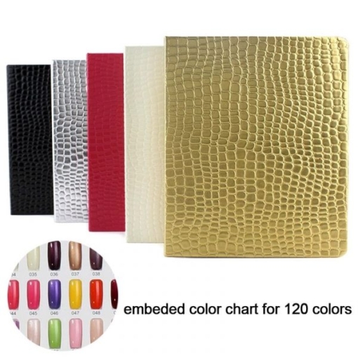 120 Colors Embedded Style Alligator Pattern Delicate PU Leather Nail Art Color Chart Displaying Book