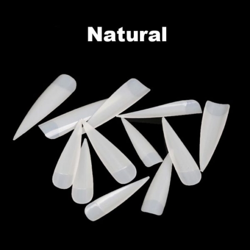 12PCS False Stiletto Half Cover Sharp Salon Nail Art Tips In natural