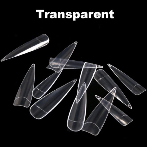 12PCS False Stiletto Half Cover Sharp Salon Nail Art Tips In transparent