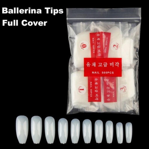 500pcs Artificial Ballerina Coffin Full Cover Nail Tips