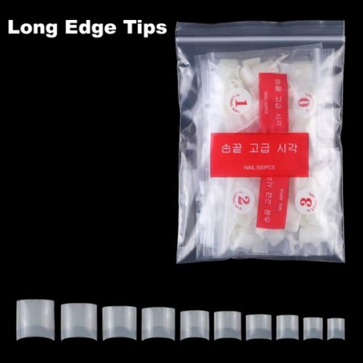 500PCS Artificial Long French Edge Nail tips In Bag