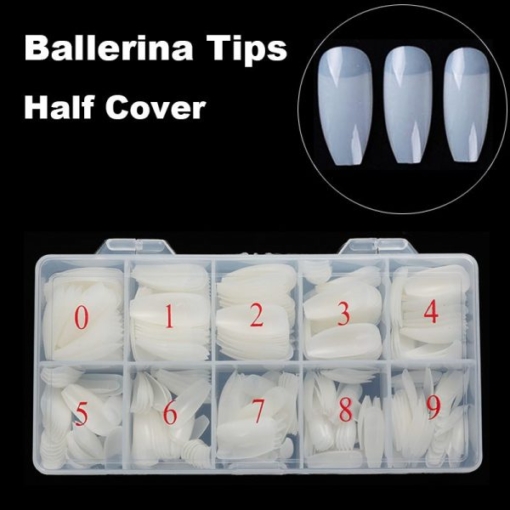 500pcs Ballerina Coffin Half Cover Nail Tips