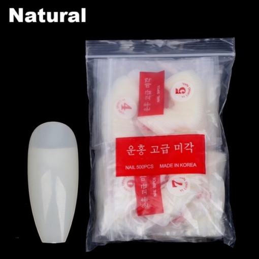 500pcs Ballerina Coffin Half Cover Nail Tips in natural