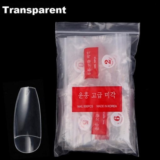 500pcs Ballerina Coffin Half Cover Nail Tips in transparent