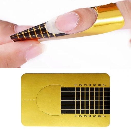 500pcs Gold Square Shape Nail Art Tips Extension Forms Guide-4