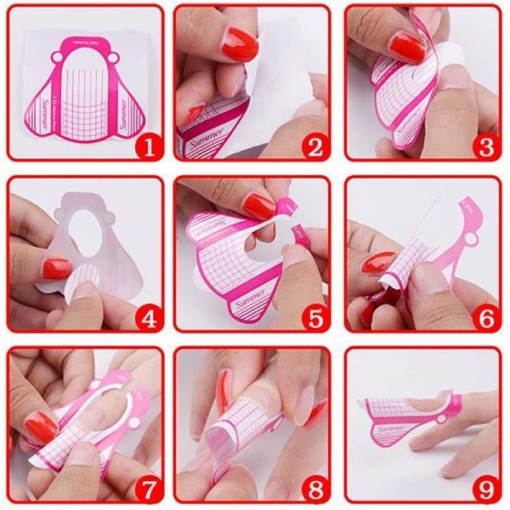 500pcs Pink Butterfly Nail Art Tips Extension Forms Guide-8