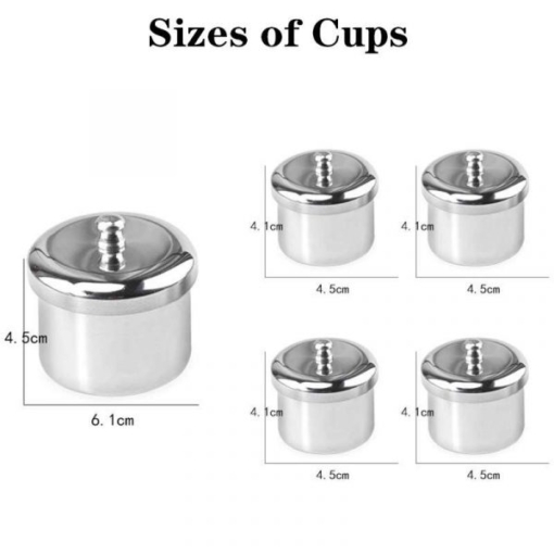 5Cups In 1 Manicure Acrylic Powder Liquid Container Stainless Acrylic Dappen Dish-5