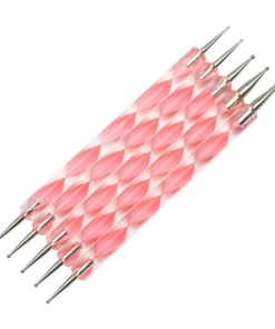 5Pcs per Set 2 Way Pink Acrylic Handle Dotting Marbleizing Pen Tool Set