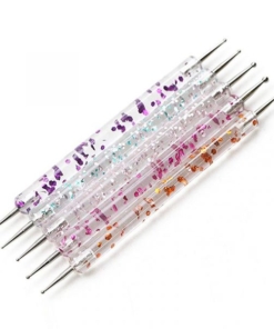 5pcs per set Glitter Chips Design Acrylic Handle 2 Way Marbleizing Dotting Pen Set-6