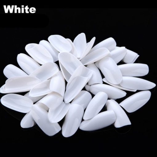 Artificial Oval Full Cover Nail Tips In white color