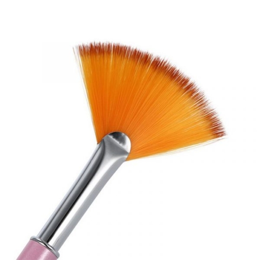 Detail of Fan Shape Gradient Nail Brush With Crystal Decorated Metal Handle-2