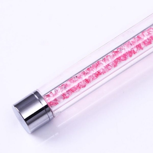 Detail of Fan-shaped Gradient Nail Brush With Crystal Decorated Acrylic Handle-3