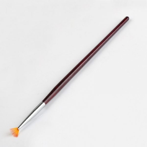 detail of Nail Art Fan Shape Gradient Color Brush With Long Red Wood Handle