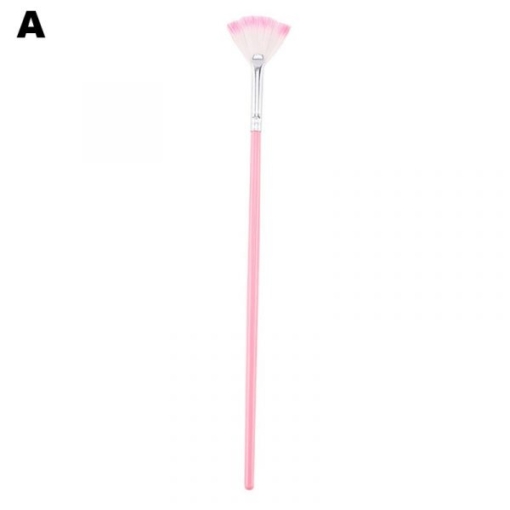 Fan-shaped Foundation Brush Glitter Powder Brush With Pink Wooden Handle