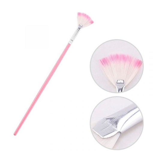 Fan-shaped Foundation Brush Glitter Powder Brush With Wooden Handle