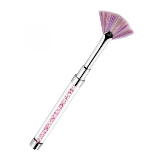 Fan-shaped Gradient Nail Brush With Crystal Decorated Acrylic Handle