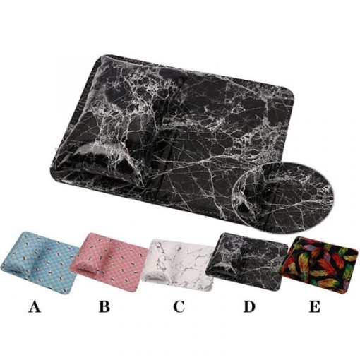 Fashionable Style Soft PU Leather Nail Art Hand Rest Cushion With Foldable Mat Pad Set-7