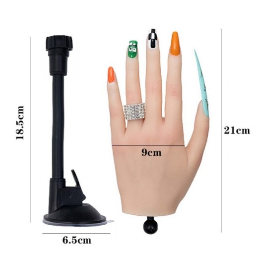 Highly Simulated Silicone Nail Art Practice Hand with Holder-8