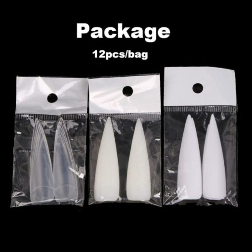 package of 12PCS False Stiletto Half Cover Sharp Salon Nail Art Tips In Bag