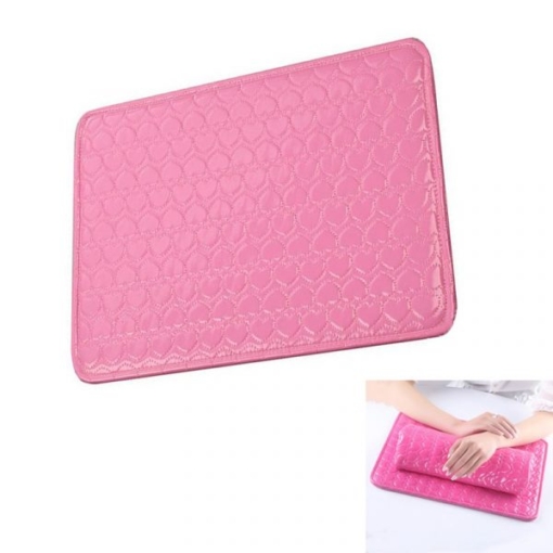 PU Leather Pillow Hand Holder Heart Pattern Manicure Table Mat Pad