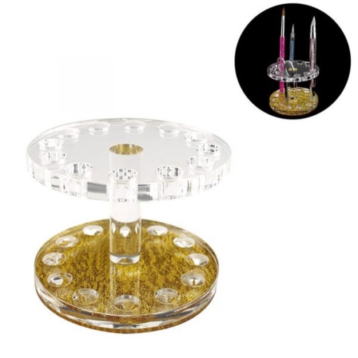 Super Thick Acrylic Round Shape 12 Holes Nail Brush Holder Stand