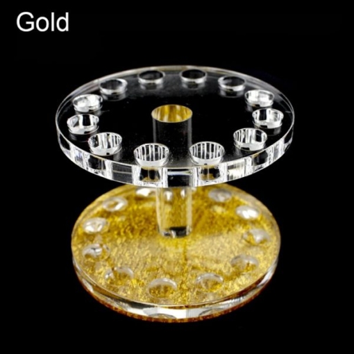 Super Thick Acrylic Round Shape 12 Holes Nail Brush Holder Stand-gold