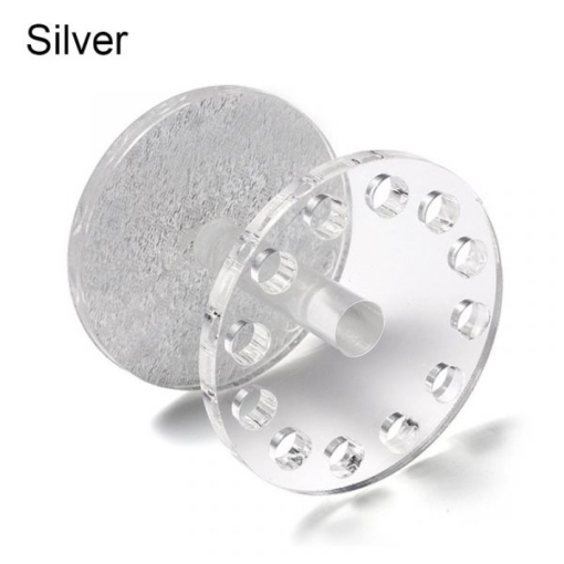 Super Thick Acrylic Round Shape 12 Holes Nail Brush Holder Stand-silver